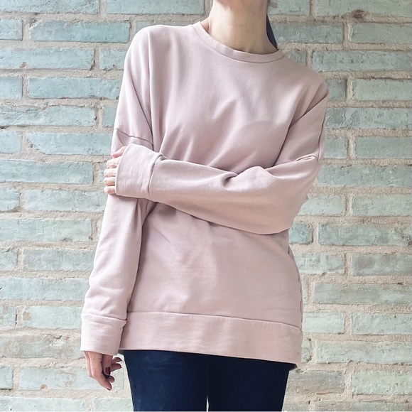 COS Pink Sweatshirt Dusty Rose Oversized Crew Neck Drop Sleeve Sweater - Picture 6 of 14